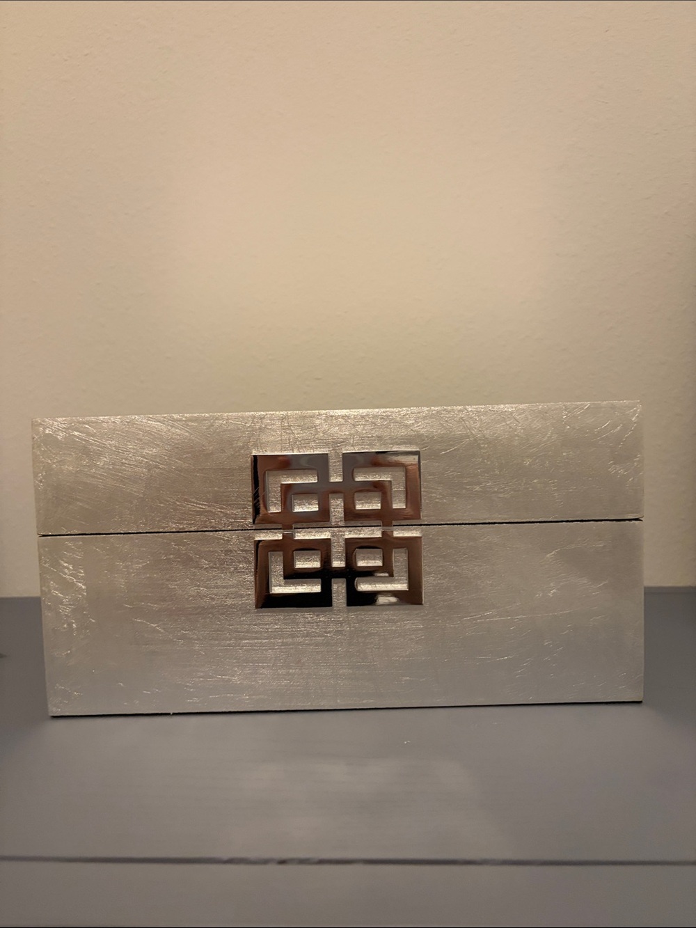 Z Gallerie Silver Decorative Box with Geometric Accent